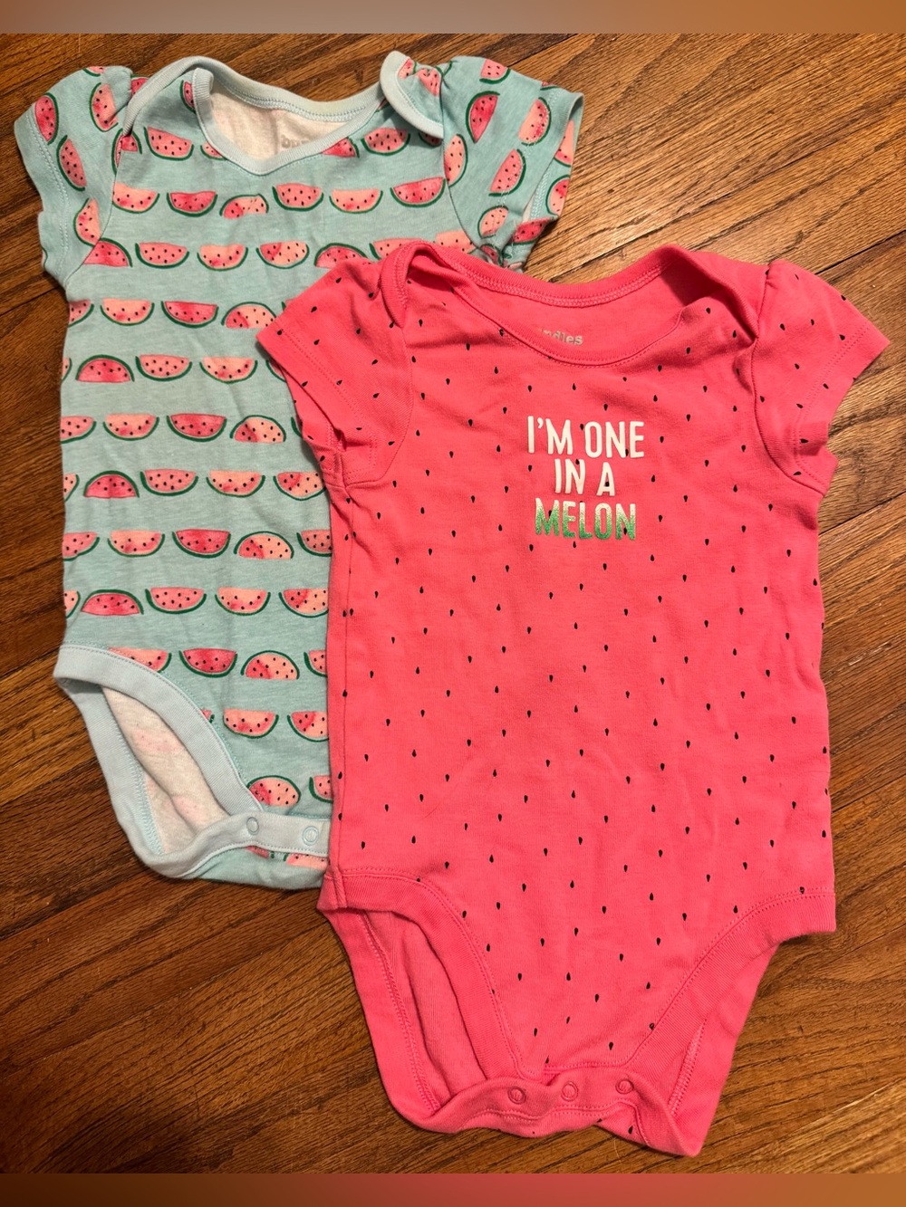 Pink 'I'm One In A Melon' Baby One-Piece Bodysuit